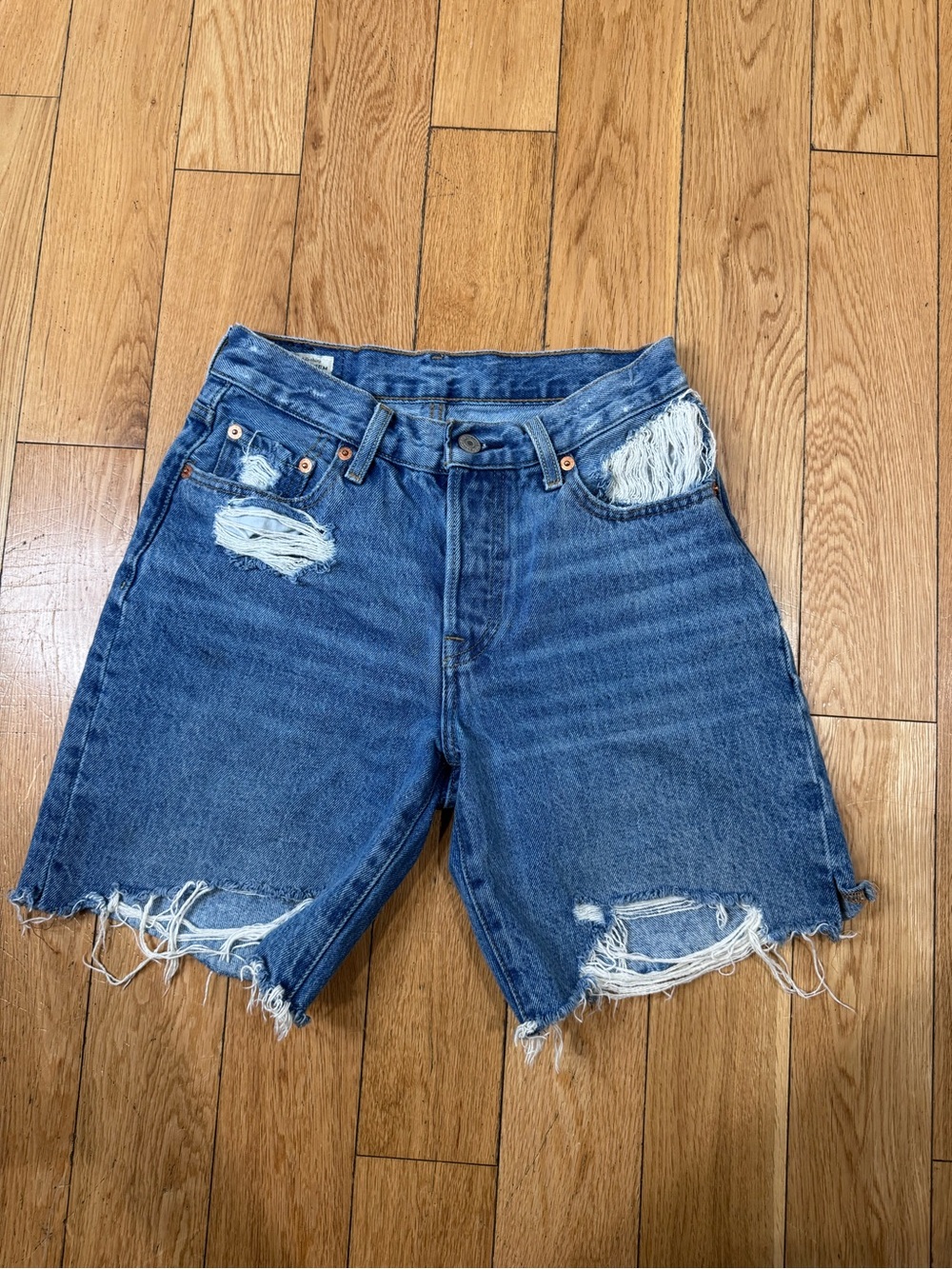 Levi's 501 Distressed Cutoff Denim Shorts - 24